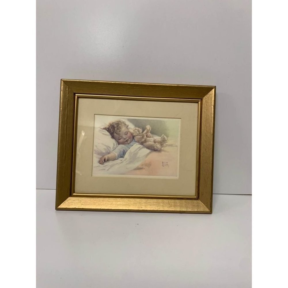 Vintage Bessie Pease Gutmann "Happy Dreams" Framed Litho Print